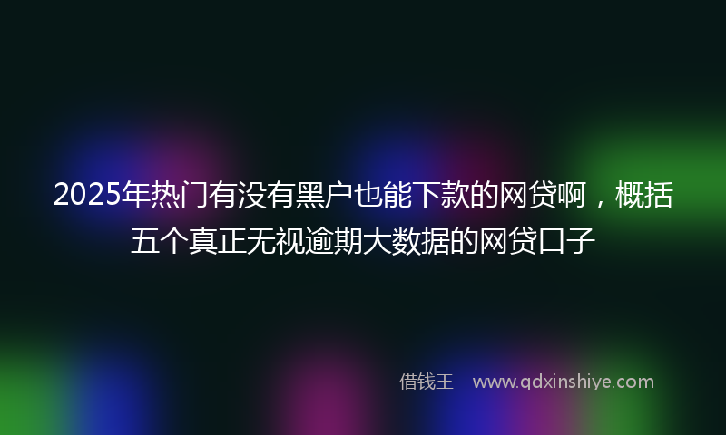 2025年热门有没有黑户也能下款的网贷啊，概括五个真正无视逾期大数据的网贷口子