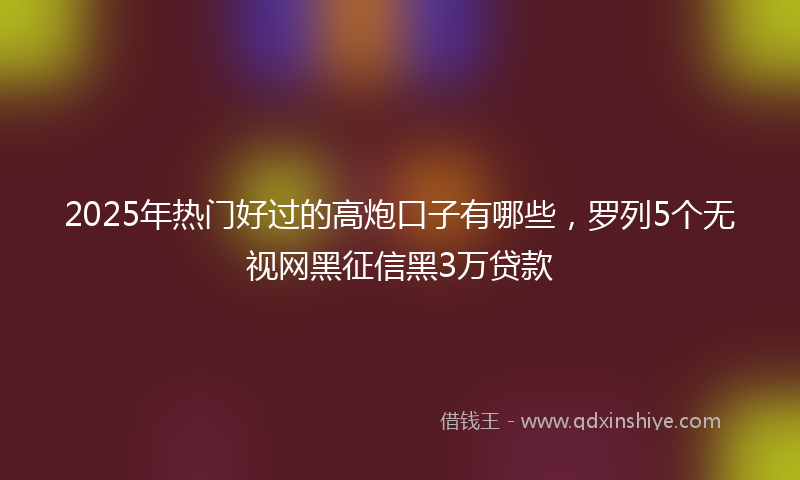 2025年热门好过的高炮口子有哪些，罗列5个无视网黑征信黑3万贷款