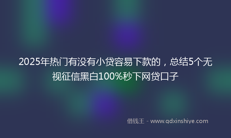 2025年热门有没有小贷容易下款的，总结5个无视征信黑白100%秒下网贷口子