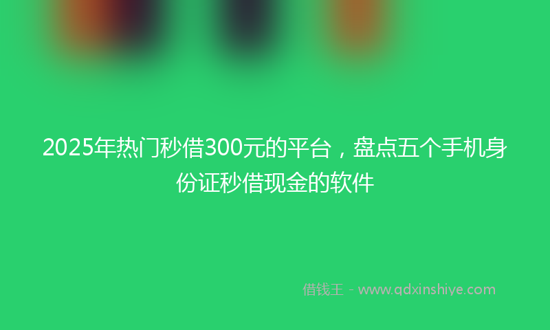 2025年热门秒借300元的平台，盘点五个手机身份证秒借现金的软件