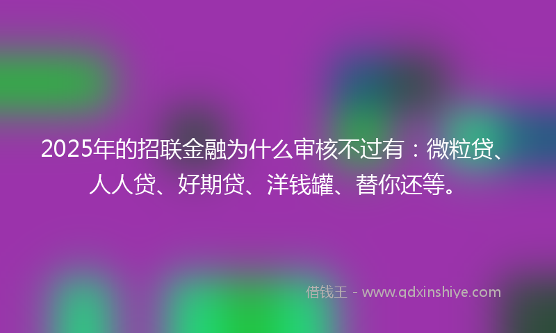 2025年的招联金融为什么审核不过有：微粒贷、人人贷、好期贷、洋钱罐、替你还等。