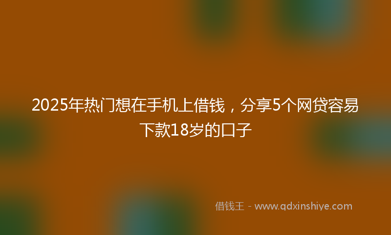 2025年热门想在手机上借钱，分享5个网贷容易下款18岁的口子