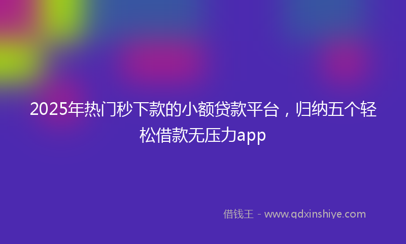 2025年热门秒下款的小额贷款平台，归纳五个轻松借款无压力app