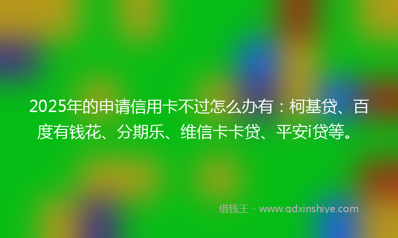 2025年的申请信用卡不过怎么办有：柯基贷、百度有钱花、分期乐、维信卡卡贷、平安i贷等。