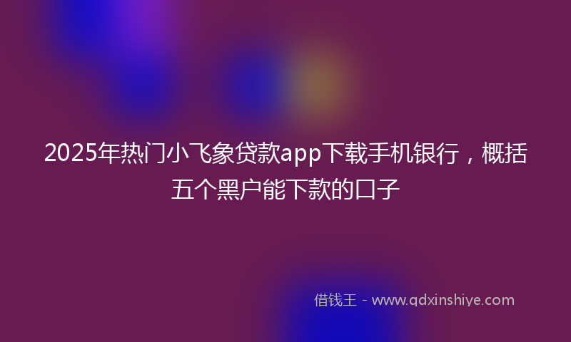 2025年热门小飞象贷款app下载手机银行，概括五个黑户能下款的口子