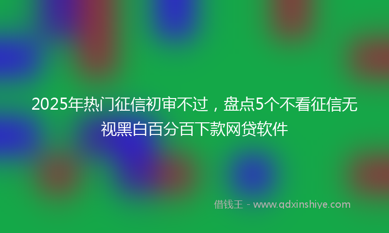 2025年热门征信初审不过，盘点5个不看征信无视黑白百分百下款网贷软件
