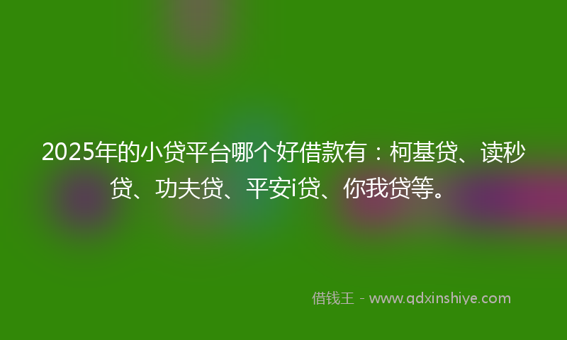2025年的小贷平台哪个好借款有：柯基贷、读秒贷、功夫贷、平安i贷、你我贷等。