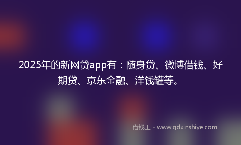 2025年的新网贷app有：随身贷、微博借钱、好期贷、京东金融、洋钱罐等。
