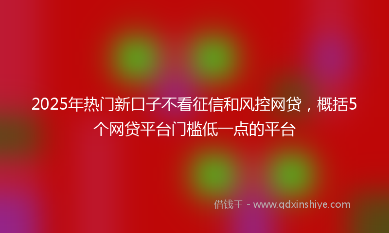 2025年热门新口子不看征信和风控网贷，概括5个网贷平台门槛低一点的平台