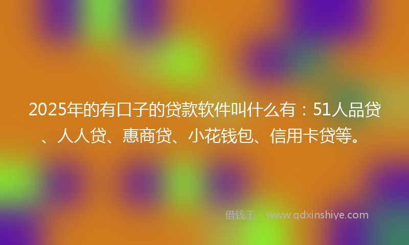 2025年的有口子的贷款软件叫什么有：51人品贷、人人贷、惠商贷、小花钱包、信用卡贷等。