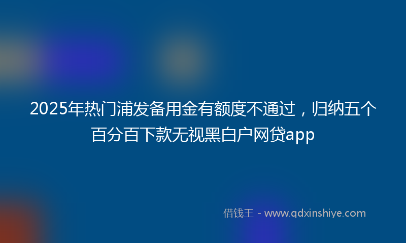 2025年热门浦发备用金有额度不通过，归纳五个百分百下款无视黑白户网贷app