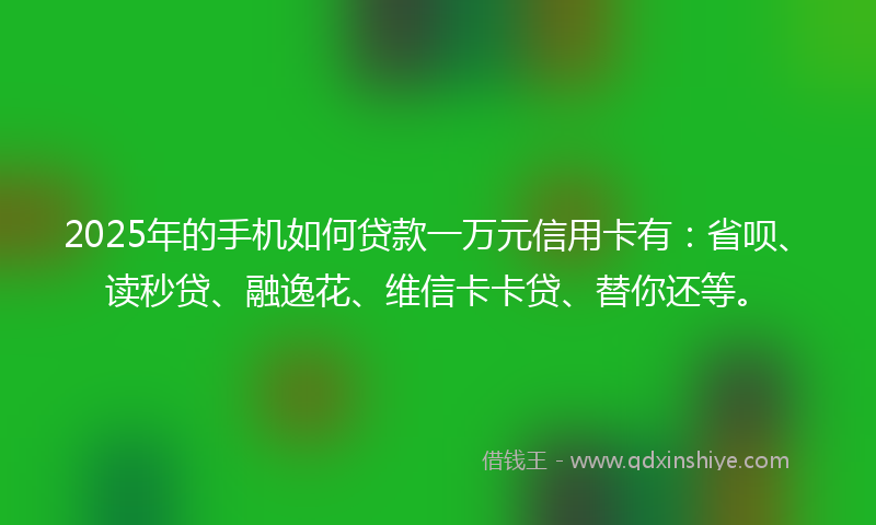 2025年的手机如何贷款一万元信用卡有：省呗、读秒贷、融逸花、维信卡卡贷、替你还等。