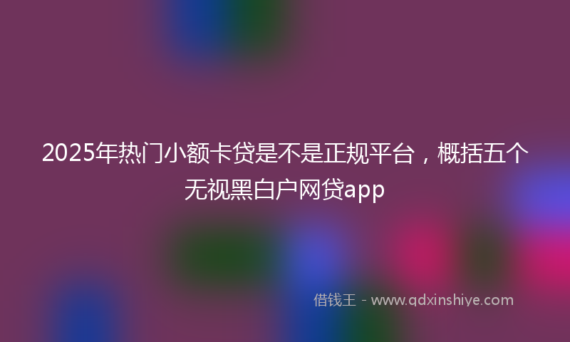 2025年热门小额卡贷是不是正规平台，概括五个无视黑白户网贷app