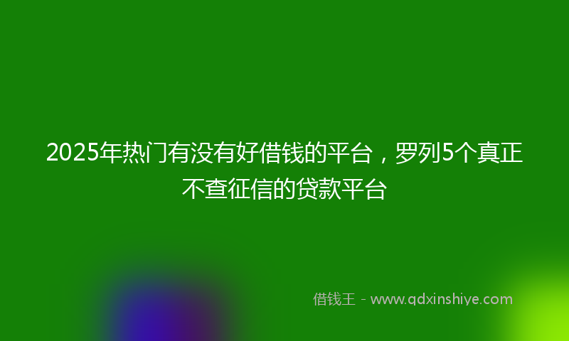 2025年热门有没有好借钱的平台，罗列5个真正不查征信的贷款平台