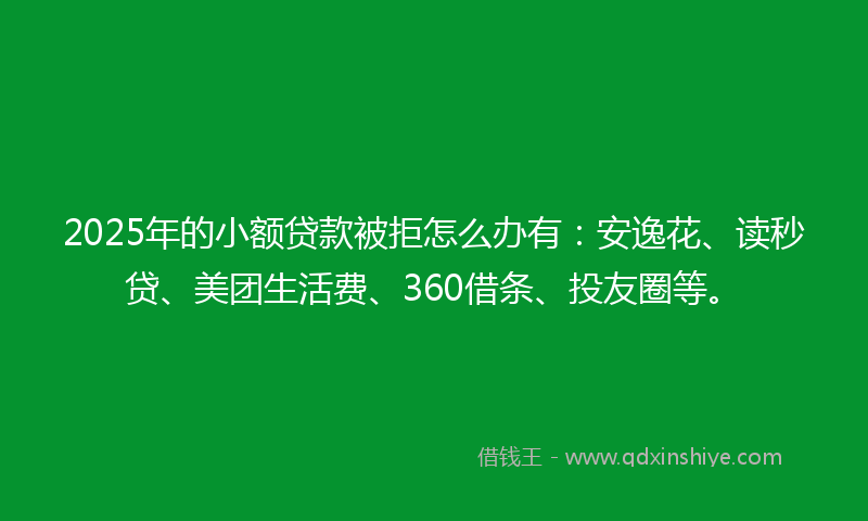 2025年的小额贷款被拒怎么办有:安逸花、读秒贷、美团生活费、360借条、投友圈等。