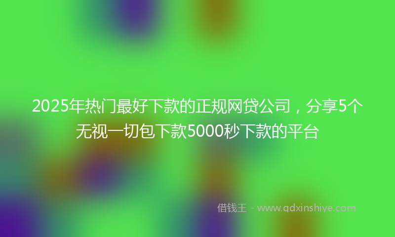 2025年热门最好下款的正规网贷公司，分享5个无视一切包下款5000秒下款的平台
