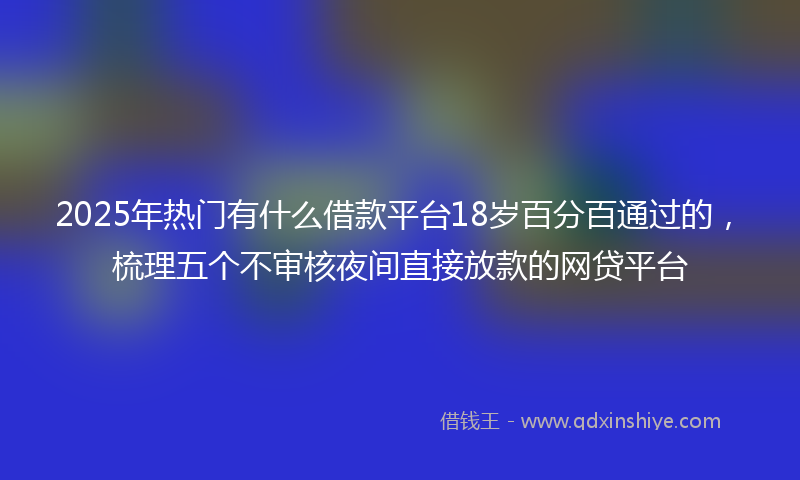 2025年热门有什么借款平台18岁百分百通过的，梳理五个不审核夜间直接放款的网贷平台