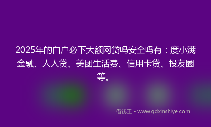 2025年的白户必下大额网贷吗安全吗有：度小满金融、人人贷、美团生活费、信用卡贷、投友圈等。