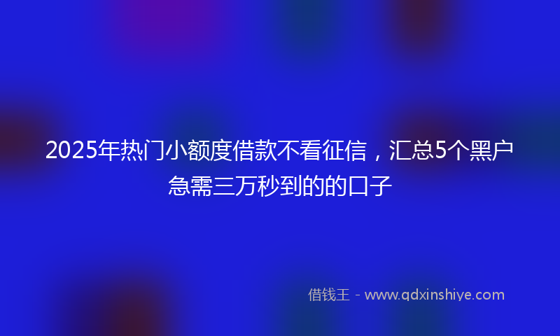 2025年热门小额度借款不看征信，汇总5个黑户急需三万秒到的的口子