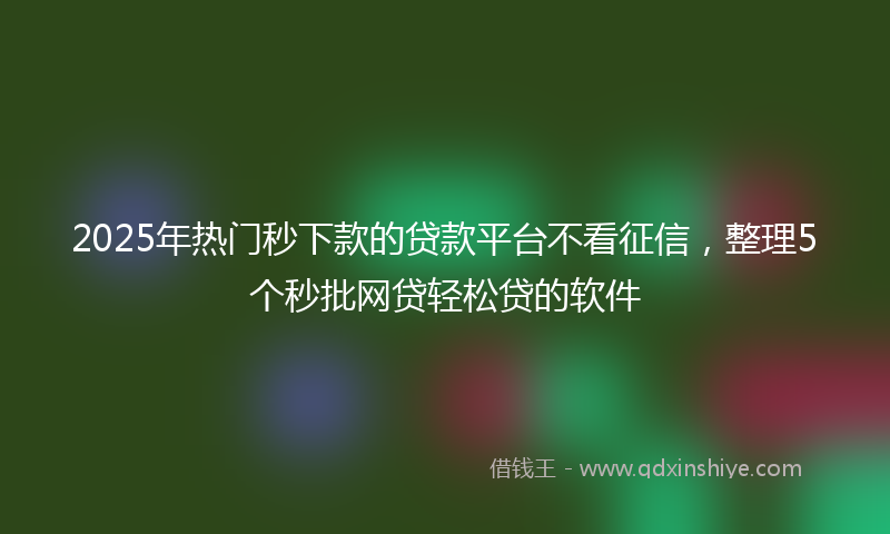 2025年热门秒下款的贷款平台不看征信，整理5个秒批网贷轻松贷的软件