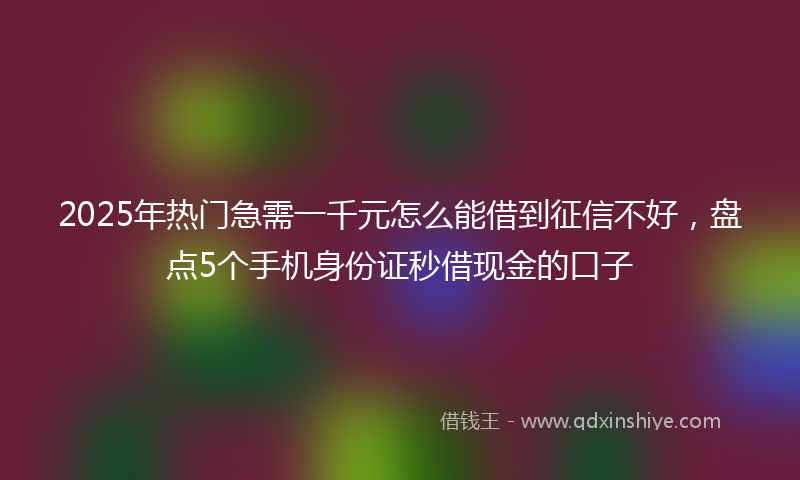 2025年热门急需一千元怎么能借到征信不好，盘点5个手机身份证秒借现金的口子