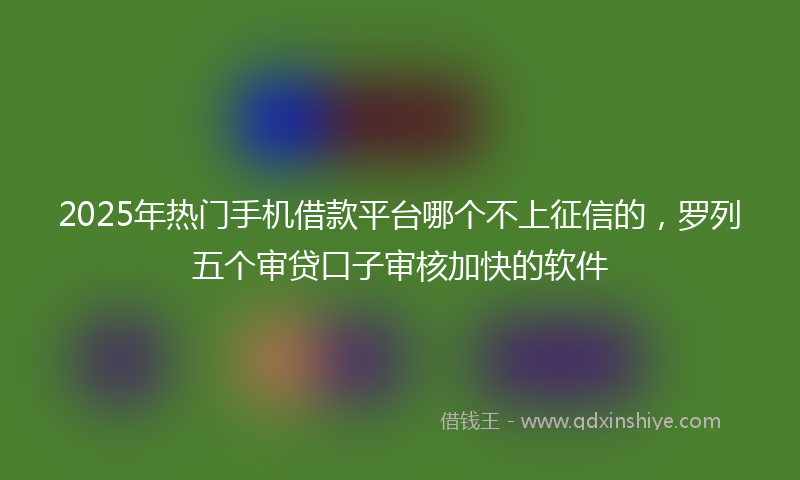 2025年热门手机借款平台哪个不上征信的，罗列五个审贷口子审核加快的软件