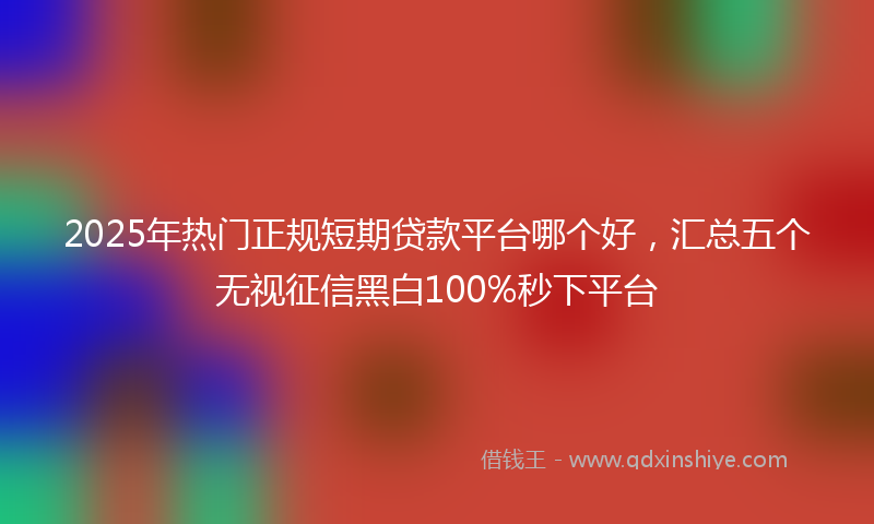 2025年热门正规短期贷款平台哪个好，汇总五个无视征信黑白100%秒下平台