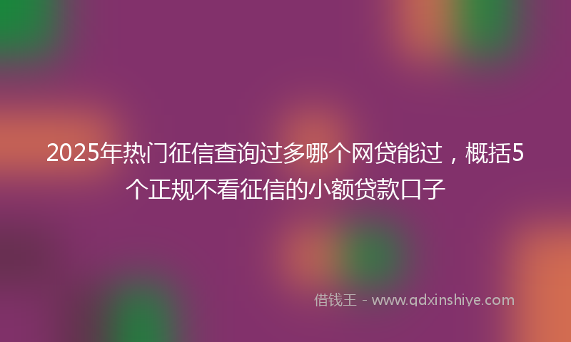 2025年热门征信查询过多哪个网贷能过，概括5个正规不看征信的小额贷款口子