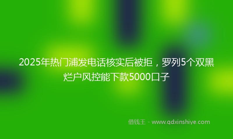 2025年热门浦发电话核实后被拒，罗列5个双黑烂户风控能下款5000口子