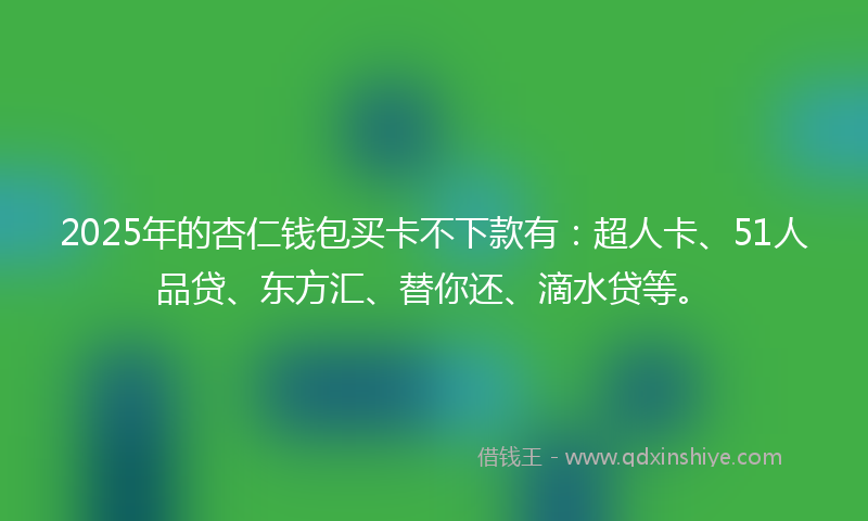 2025年的杏仁钱包买卡不下款有：超人卡、51人品贷、东方汇、替你还、滴水贷等。