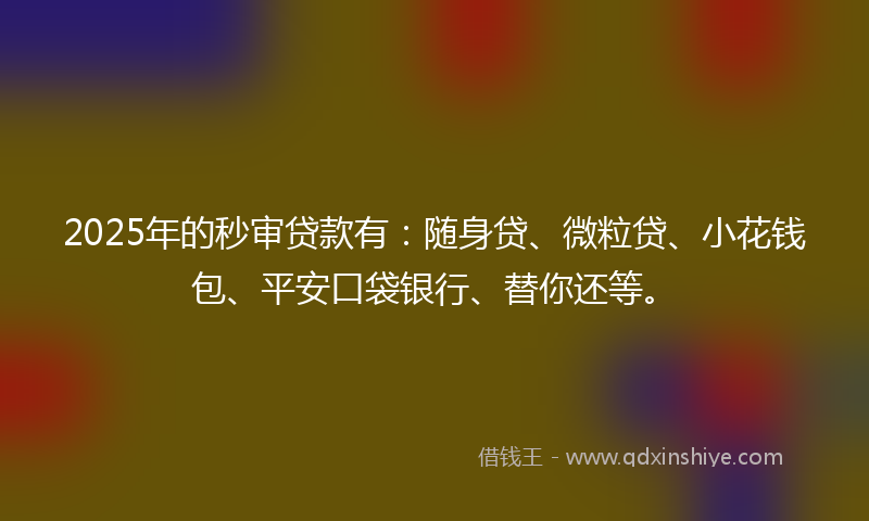 2025年的秒审贷款有：随身贷、微粒贷、小花钱包、平安口袋银行、替你还等。
