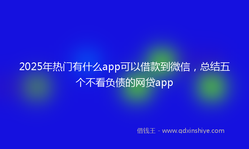 2025年热门有什么app可以借款到微信，总结五个不看负债的网贷app
