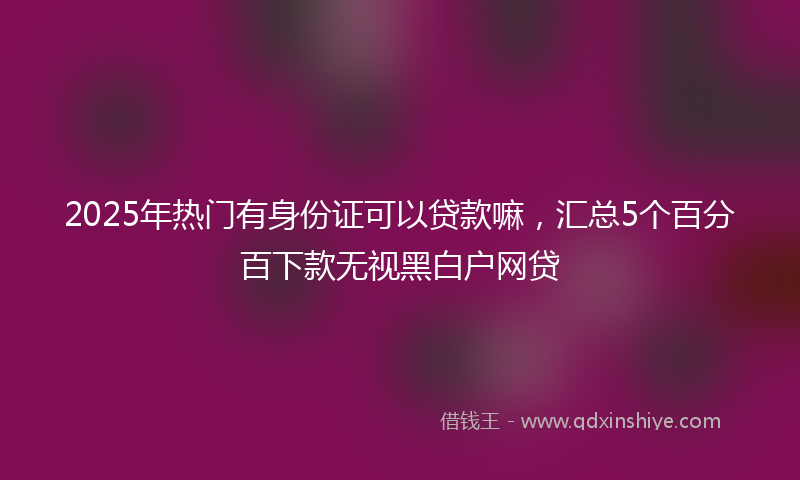 2025年热门有身份证可以贷款嘛，汇总5个百分百下款无视黑白户网贷
