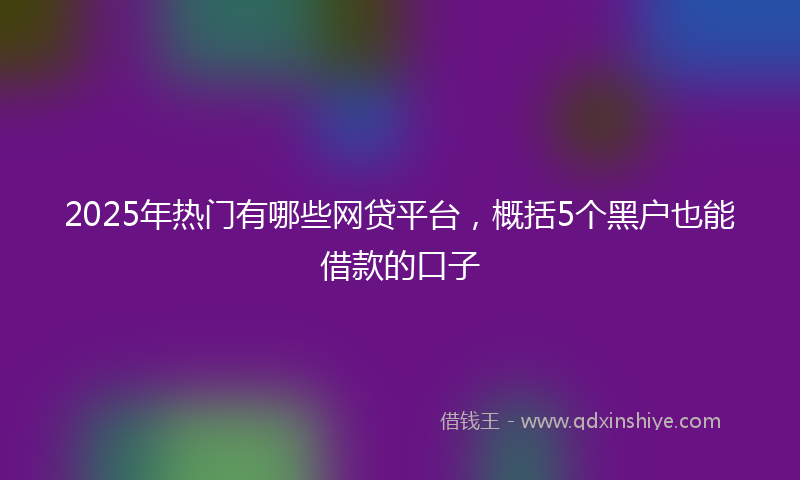 2025年热门有哪些网贷平台，概括5个黑户也能借款的口子