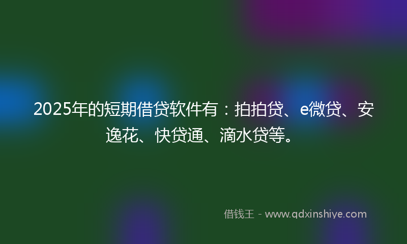 2025年的短期借贷软件有：拍拍贷、e微贷、安逸花、快贷通、滴水贷等。