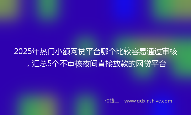 2025年热门小额网贷平台哪个比较容易通过审核，汇总5个不审核夜间直接放款的网贷平台