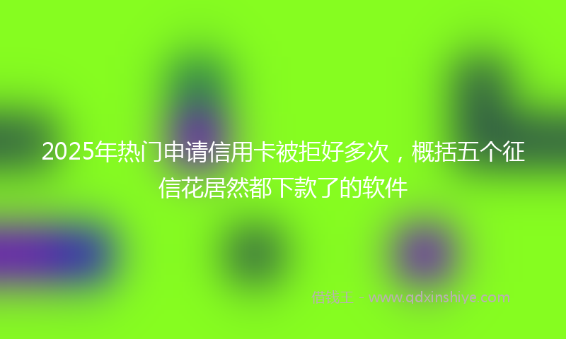 2025年热门申请信用卡被拒好多次，概括五个征信花居然都下款了的软件