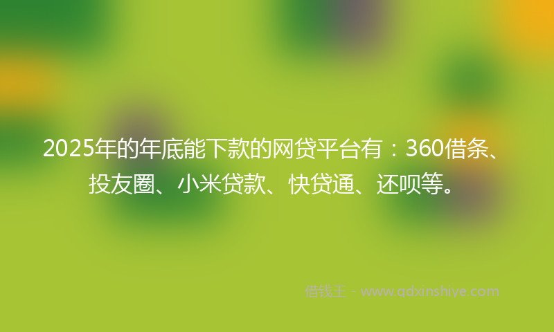 2025年的年底能下款的网贷平台有：360借条、投友圈、小米贷款、快贷通、还呗等。