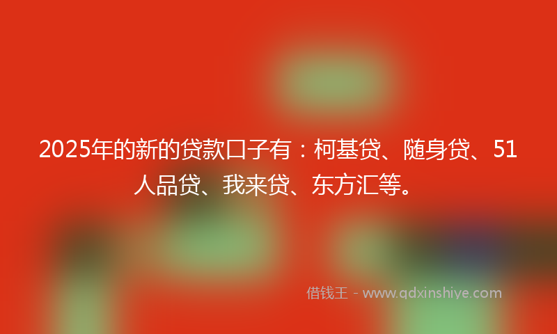 2025年的新的贷款口子有：柯基贷、随身贷、51人品贷、我来贷、东方汇等。