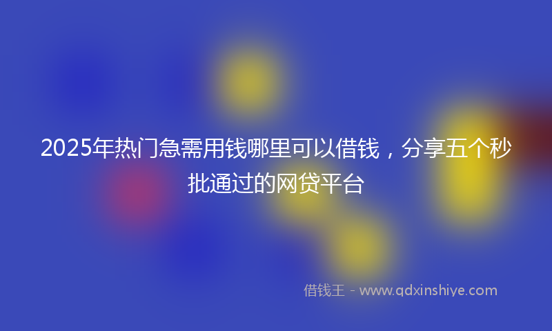 2025年热门急需用钱哪里可以借钱，分享五个秒批通过的网贷平台