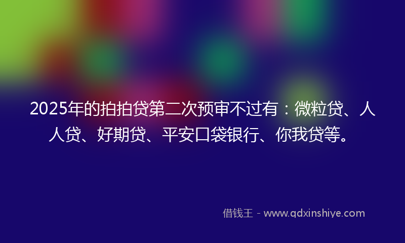 2025年的拍拍贷第二次预审不过有：微粒贷、人人贷、好期贷、平安口袋银行、你我贷等。