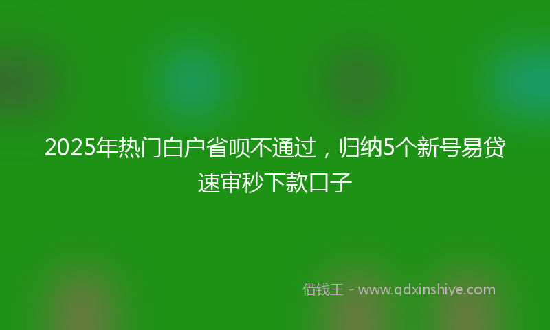 2025年热门白户省呗不通过，归纳5个新号易贷速审秒下款口子