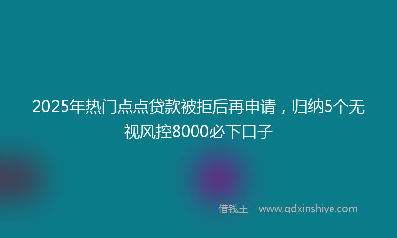 2025年热门点点贷款被拒后再申请，归纳5个无视风控8000必下口子