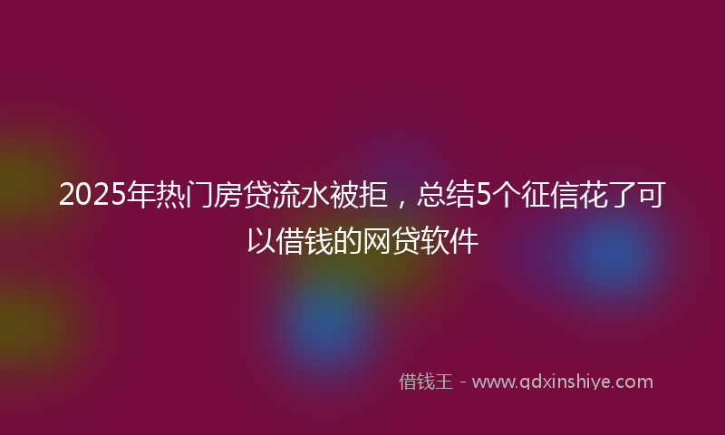 2025年热门房贷流水被拒，总结5个征信花了可以借钱的网贷软件