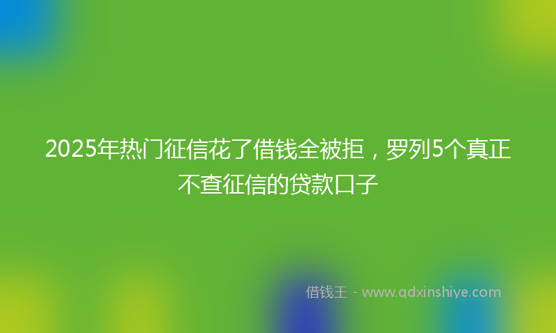 2025年热门征信花了借钱全被拒，罗列5个真正不查征信的贷款口子