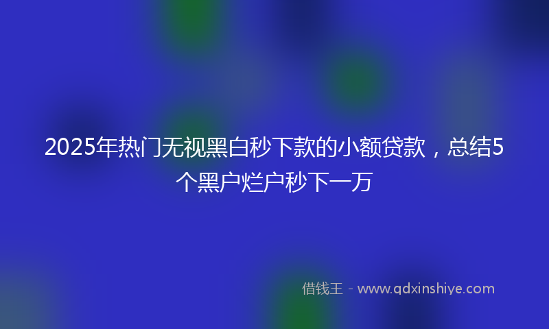 2025年热门无视黑白秒下款的小额贷款，总结5个黑户烂户秒下一万