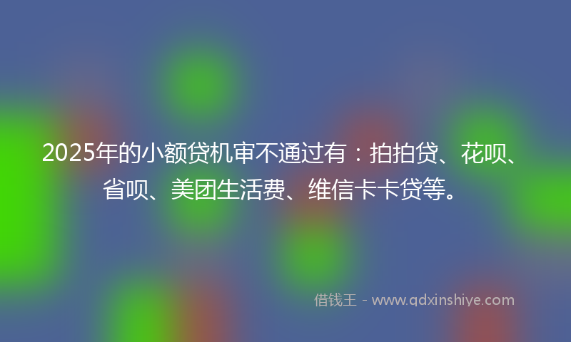 2025年的小额贷机审不通过有：拍拍贷、花呗、省呗、美团生活费、维信卡卡贷等。