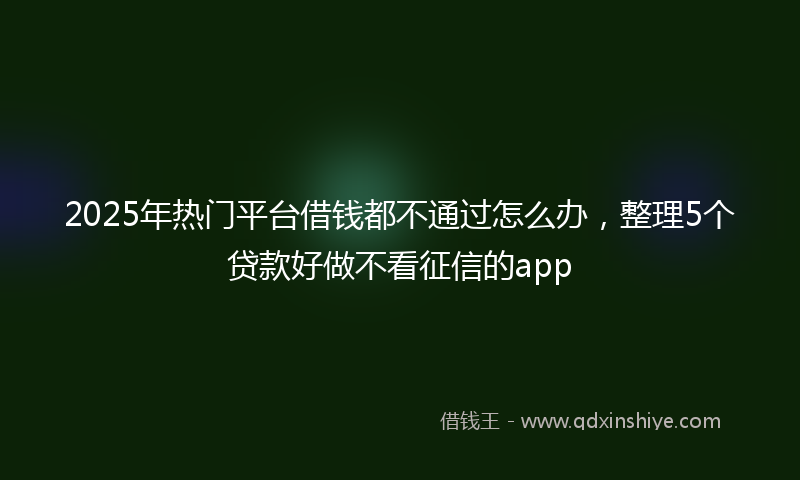 2025年热门平台借钱都不通过怎么办,整理5个贷款好做不看征信的app