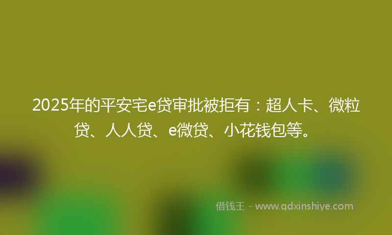 2025年的平安宅e贷审批被拒有：超人卡、微粒贷、人人贷、e微贷、小花钱包等。