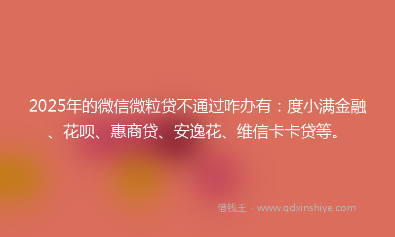 2025年的微信微粒贷不通过咋办有：度小满金融、花呗、惠商贷、安逸花、维信卡卡贷等。